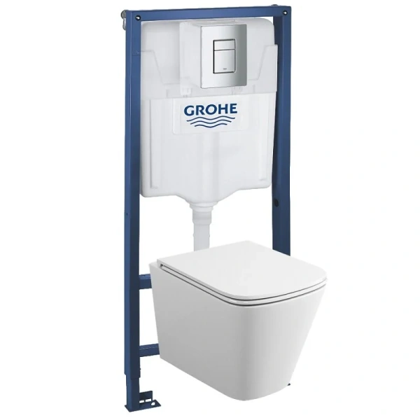 Унитаз с инсталляцией Grohe Rapid SL клавиша хром - фото 1