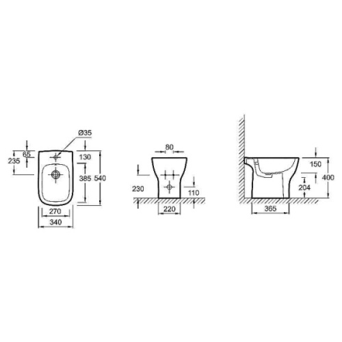 Биде напольное Jacob Delafon Struktura горизонтальный выпуск - фото 2