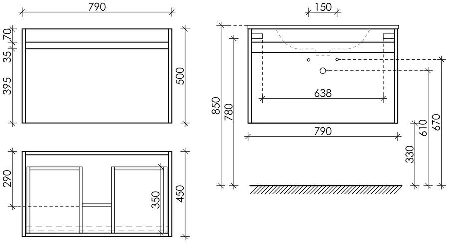 Тумба с раковиной подвесная Sancos Smart SM80E 80 см с ящиками, по запросу - фото 2