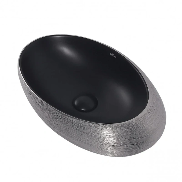 Раковина Abber Bequem 49 см черная матовая с серебром, в форме чаши, круглой формы - фото 5