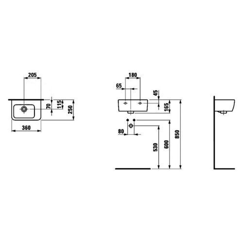 Раковина Laufen Pro 36 см без отверстия для смесителя - фото 2