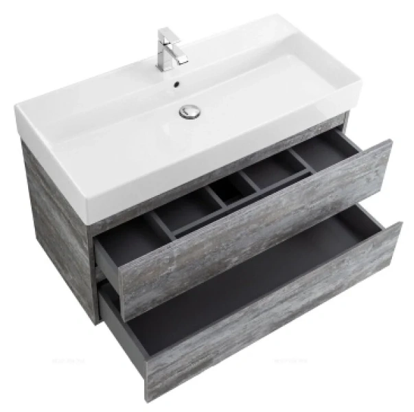 Тумба под раковину подвесная Cezares Molveno 80 см legno grigio, моноблок - фото 5