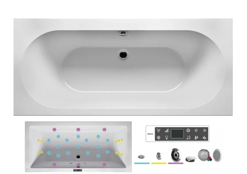 Ванна гидромассажная Riho Carolina 180 x 80 см, BLISS - фото 1