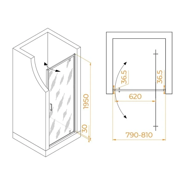 Душевая дверь в нишу RGW Leipzig LE-102 80 см профиль черный стекло прозрачное - фото 2