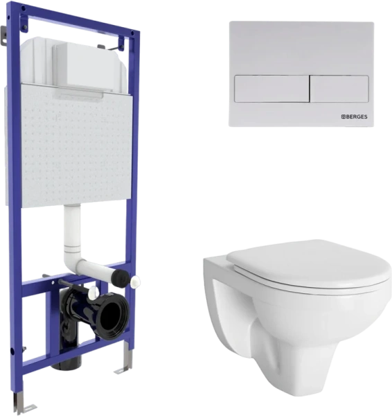 Унитаз с инсталляцией BERGES Gamma клавиша белая - фото 1
