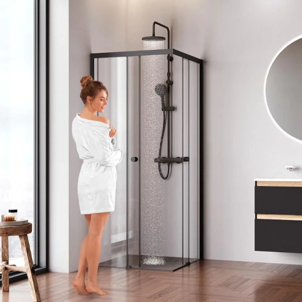 Душевой уголок Am.Pm X-Joy 80x80 см профиль черный матовый - фото 4