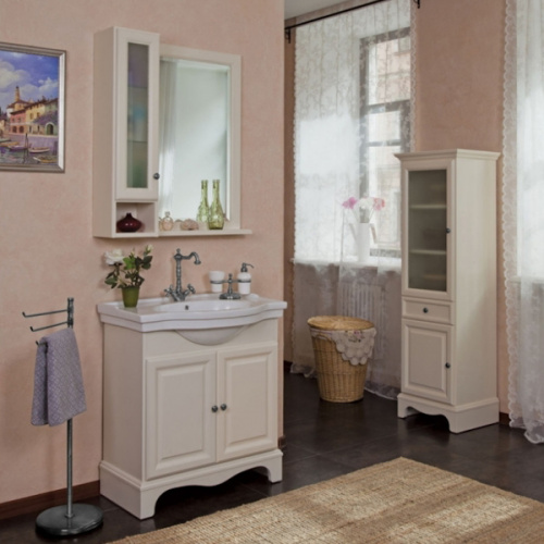 Шкаф для ванной, петли слева, цвет слоновая кость матовый, фурнитура состареное серебро, La Beaute Michel, по запросу - фото 2