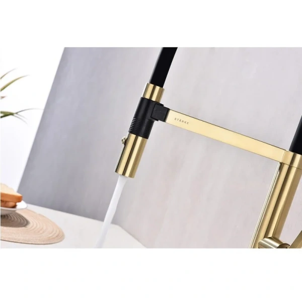 Смеситель для кухни Paulmark Halt светлое брашированное золото, высокие - фото 5