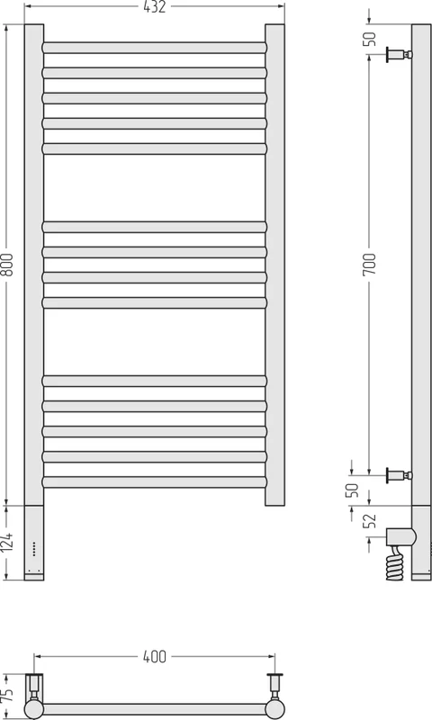 Полотенцесушитель электрический Сунержа Богема 3.0 40х80 см шампань, лесенка, вертикальные - фото 4