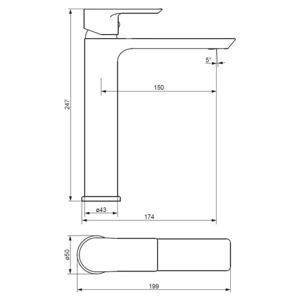 Смеситель для раковины Damixa Apollo 470250 высокий - фото 2