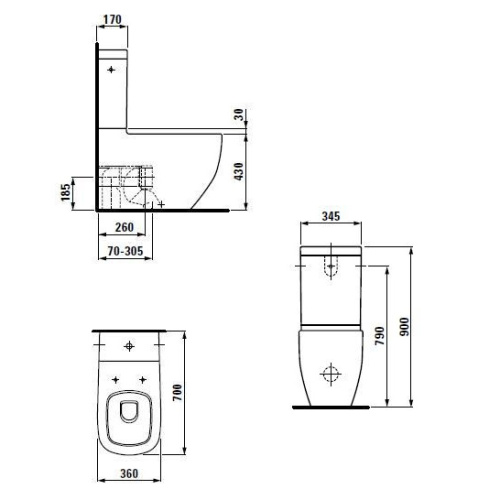 Унитаз компакт Laufen Palomba 8.2480.6.000.000.1 ободковый - фото 2
