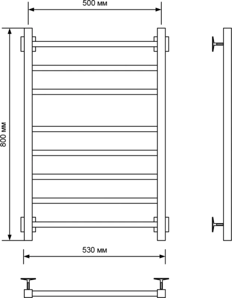Полотенцесушитель электрический Ника Step 80/50 см черный матовый правый, черный - фото 3