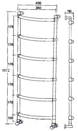Полотенцесушитель водяной цвет:хром Margaroli 370-432-6, 6 секций, современные, hi-tech - фото 2