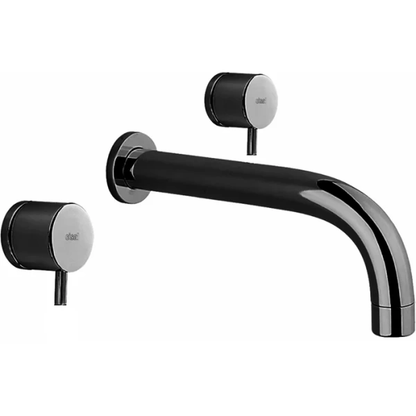 Смеситель Cisal Less New LN01351140 для раковины на 3 отверстия из стены,излив 250 мм, цвет черный матовый - фото 1