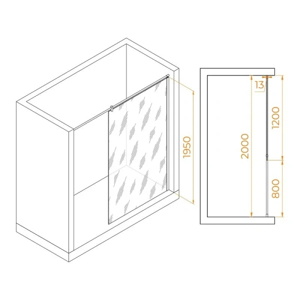 Душевая перегородка RGW Walk In WA-034 351003412 120 см алюминий - фото 2