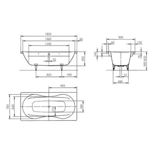 Ванна стальная Kaldewei Avantgarde Mega Duo 180 180х90 см - фото 2