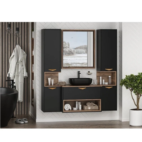 Тумба под раковину подвесная Brevita Bergen 80 см черная - фото 2