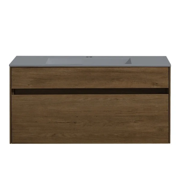 Тумба под раковину подвесная Vincea Chiara 100 см дуб табак, современная, hi-tech - фото 3