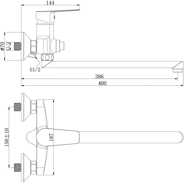 Смеситель для ванны Rossinka S с плоским поворотным изливом - фото 2