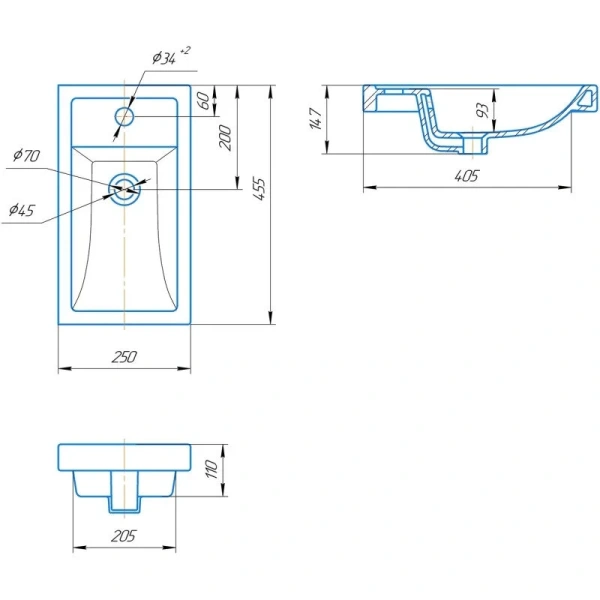 Раковина мебельная Aqwella Фостер 45 см белая, в наличии - фото 2