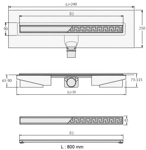 Душевой лоток BERGES B1 Keramik 80 см золото, золото index_1 - фото 10
