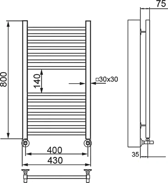 Полотенцесушитель водяной Ника Modern 80x40 см белый матовый - фото 4