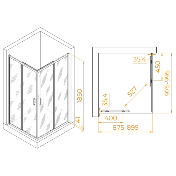Душевой уголок RGW Passage PA-146 020814690-1 100х90 см раздвижные двери - фото 2