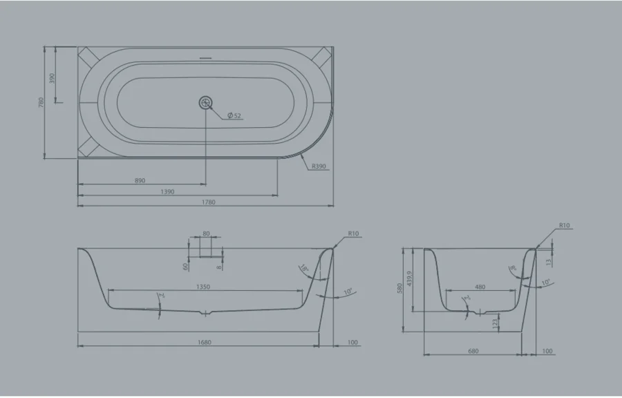 Ванна акриловая Knief Fresh Right/Left 0100-232/233 180 х 80 см угловая - фото 3