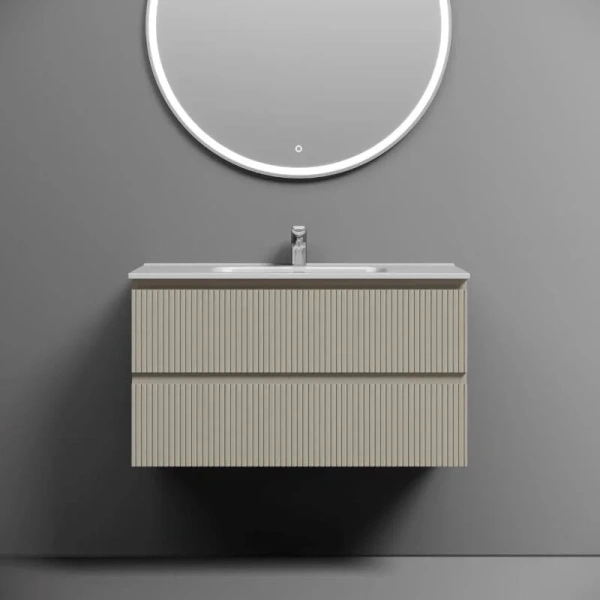 Тумба под раковину подвесная Sancos Snob T 90 см Beige Soft, современная, hi-tech - фото 3