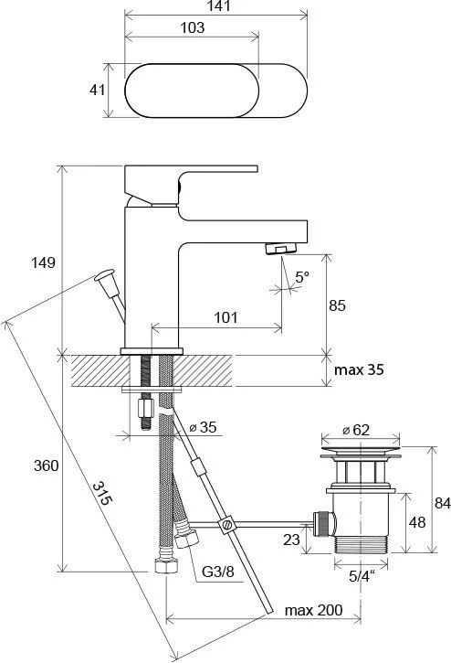 Смеситель для раковины Ravak Chrome CR 011.00 X070053, с 1 монтажным отверстием - фото 8