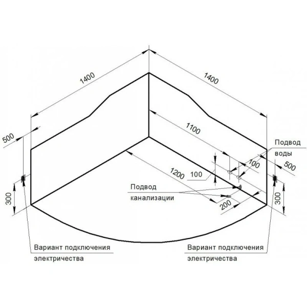 Акриловая ванна Радомир Сорренто 1-01-4-0-9-038К, 140 x 140 см, каркас, подголовник - 2 шт., фронтальный экран, сифон, слив-перелив автомат в комплекте, белая/бронза - фото 3