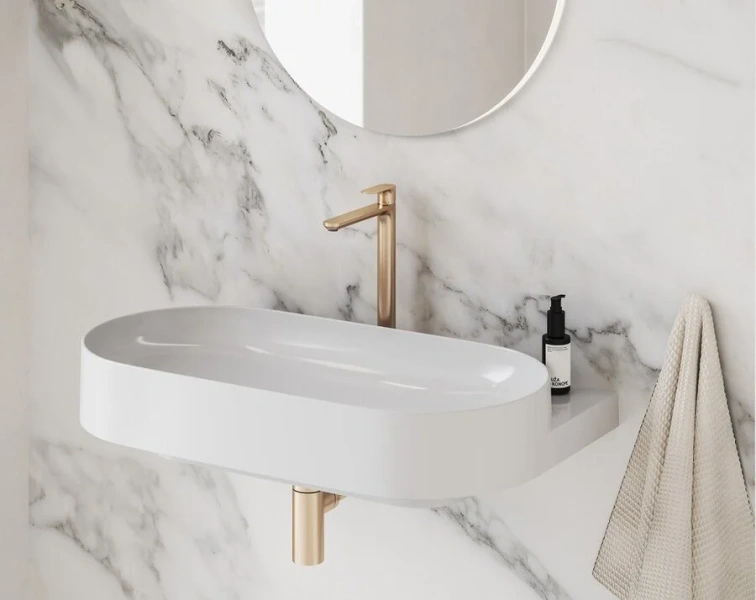 Смеситель для раковины Ravak Eleganta розовое золото, высокие, из латуни, округлая форма - фото 5