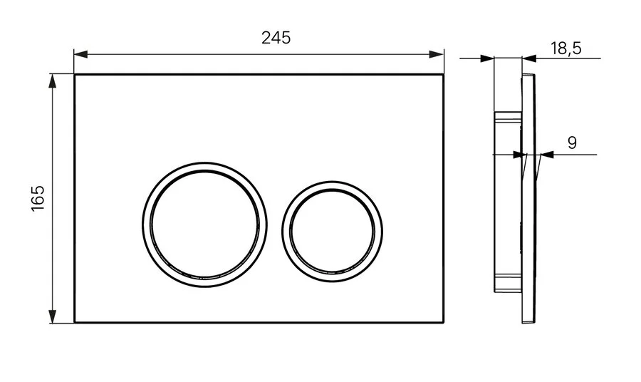 Клавиша смыва IDDIS Unifix черная/кнопки хром - фото 2