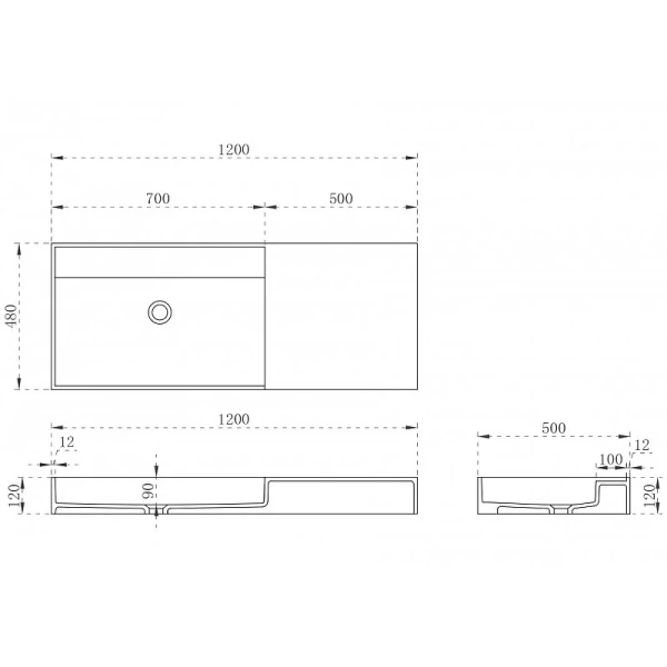 Раковина Abber Stein 120 см белая матовая - фото 2