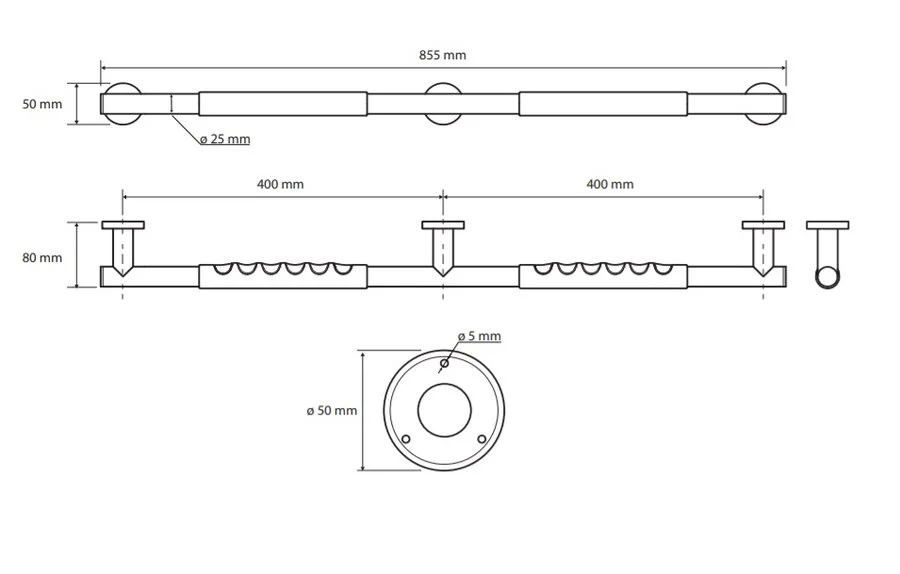 Поручень для ванной Bemeta Omega прямой, современные, hi-tech - фото 2