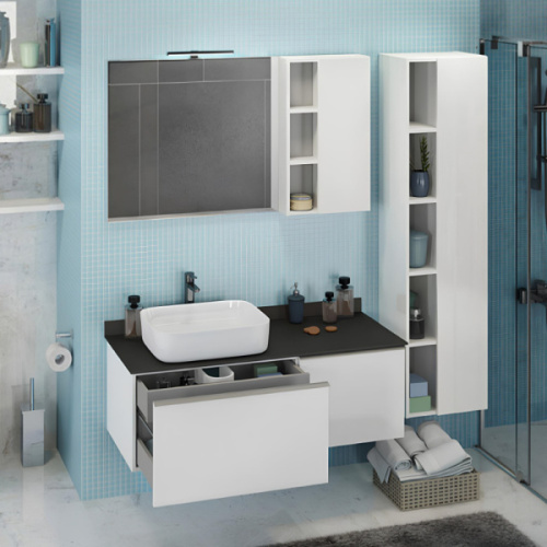 Зеркальный шкаф Comforty Милан 120 см белый глянец - фото 2