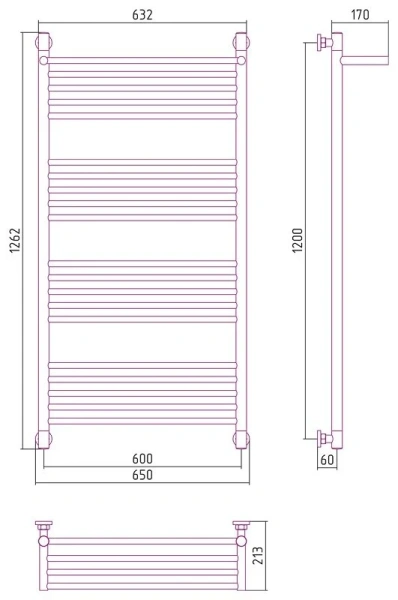 Полотенцесушитель водяной Сунержа Богема+ 0223-1260 60х120 см с полкой - фото 2