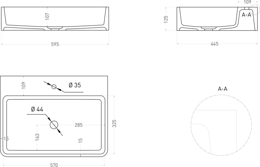 Раковина Salini Ottavia 60 см накладная, прямоугольной формы - фото 5