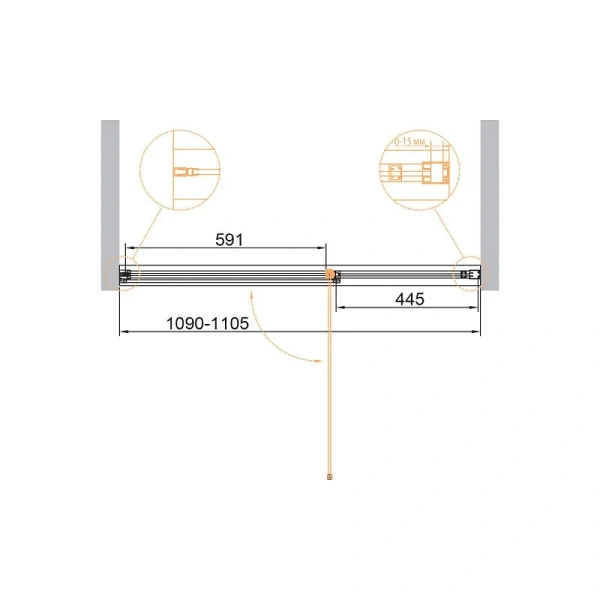 Душевая дверь в нишу Cezares Urban 110 см черный профиль - фото 2
