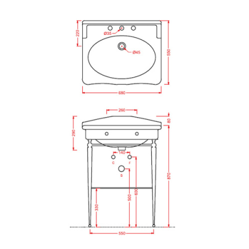 Консоль для раковины ArtCeram Hermitage 68 см со стеклянной полкой - фото 3