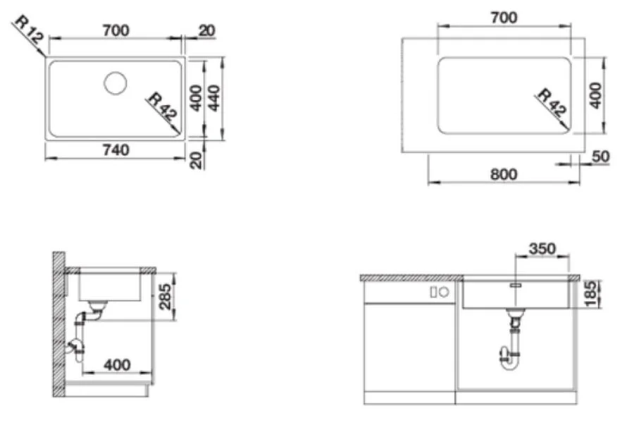 Мойка для кухни Blanco Solis 700-U 74 см нержавеющая сталь - фото 2