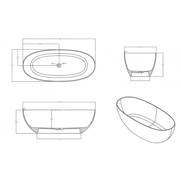 Ванна из полиэфирной смолы Abber Kristall 170x75 см красная, другие - фото 7
