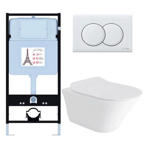 Унитаз с инсталляцией Jacob Delafon Vive клавиша белая глянцевая - фото 1