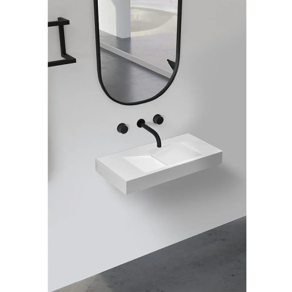 Раковина Abber Stein 100 см белая матовая - фото 4