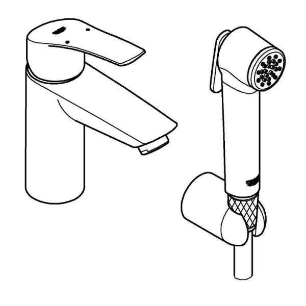 Смеситель для раковины Grohe Eurosmart с гигиеническим душем - фото 4