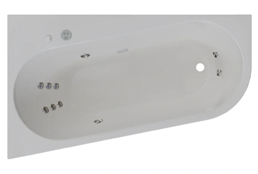 Гидромассажная ванна Радомир Вальс Прима 1-80-2-1-0-352/1-80-2-2-0-352, 160 x 95 см, L/R, рама-подставка, фронтальная панель, слив-перелив, гидромассаж Релакс хром КУ 100, датчик уровня воды, массаж спины, ступней, боковых поверхностей, белая - фото 1