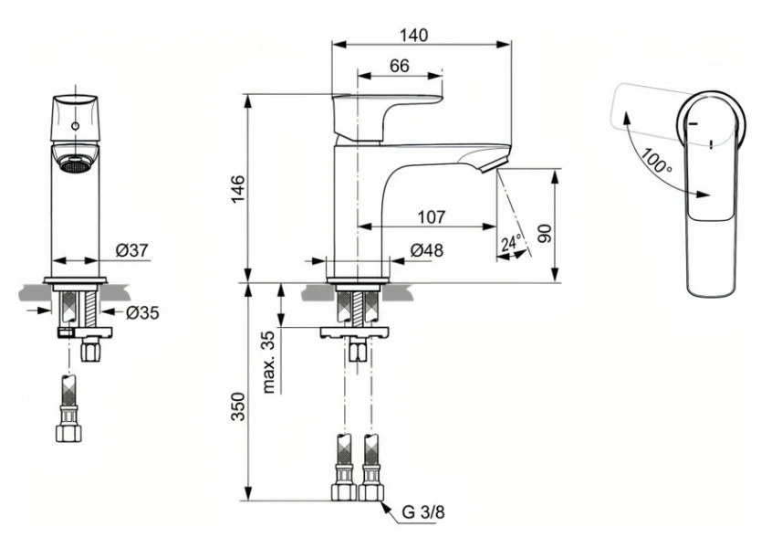 Смеситель для раковины Ideal Standard Connect Air хром - фото 2