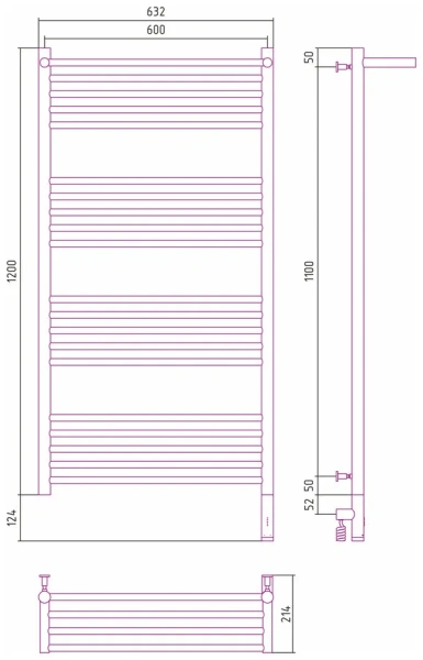 Полотенцесушитель электрический Сунержа Богема 3.0 60х120 см белый, из нержавеющей стали, с полкой, неповоротные, с терморегулятором  - фото 6