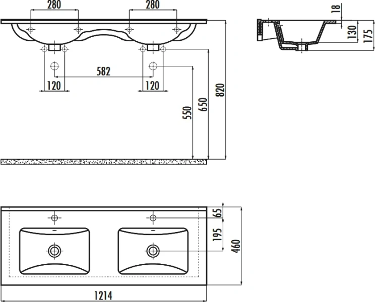 Раковина Creavit Su 121 см двойная - фото 2