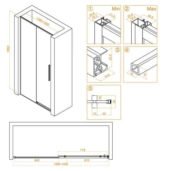 Душевая дверь в нишу RGW Stilvoll SV-12G 140 см профиль золото, современные, hi-tech - фото 2